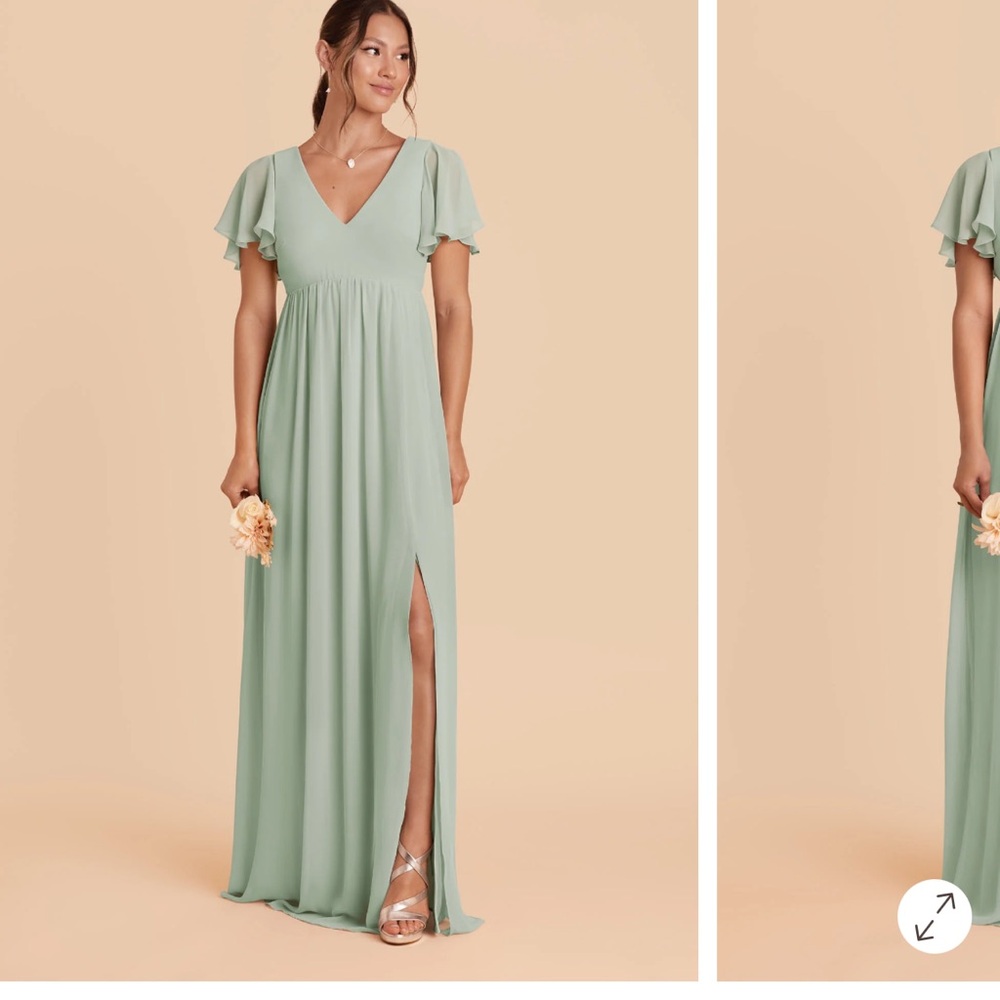 Sage Green V-Neck Flutter Sleeve Maxi Dress